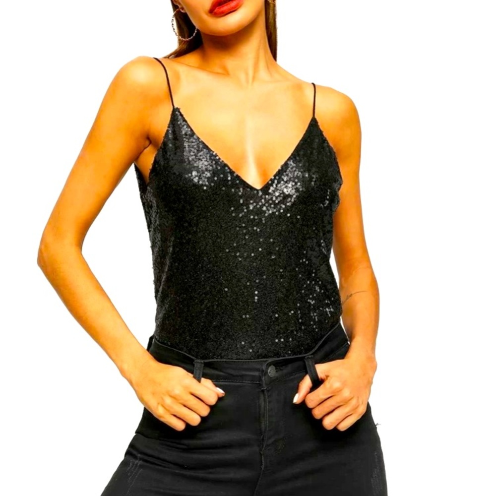 Black sequin tank top